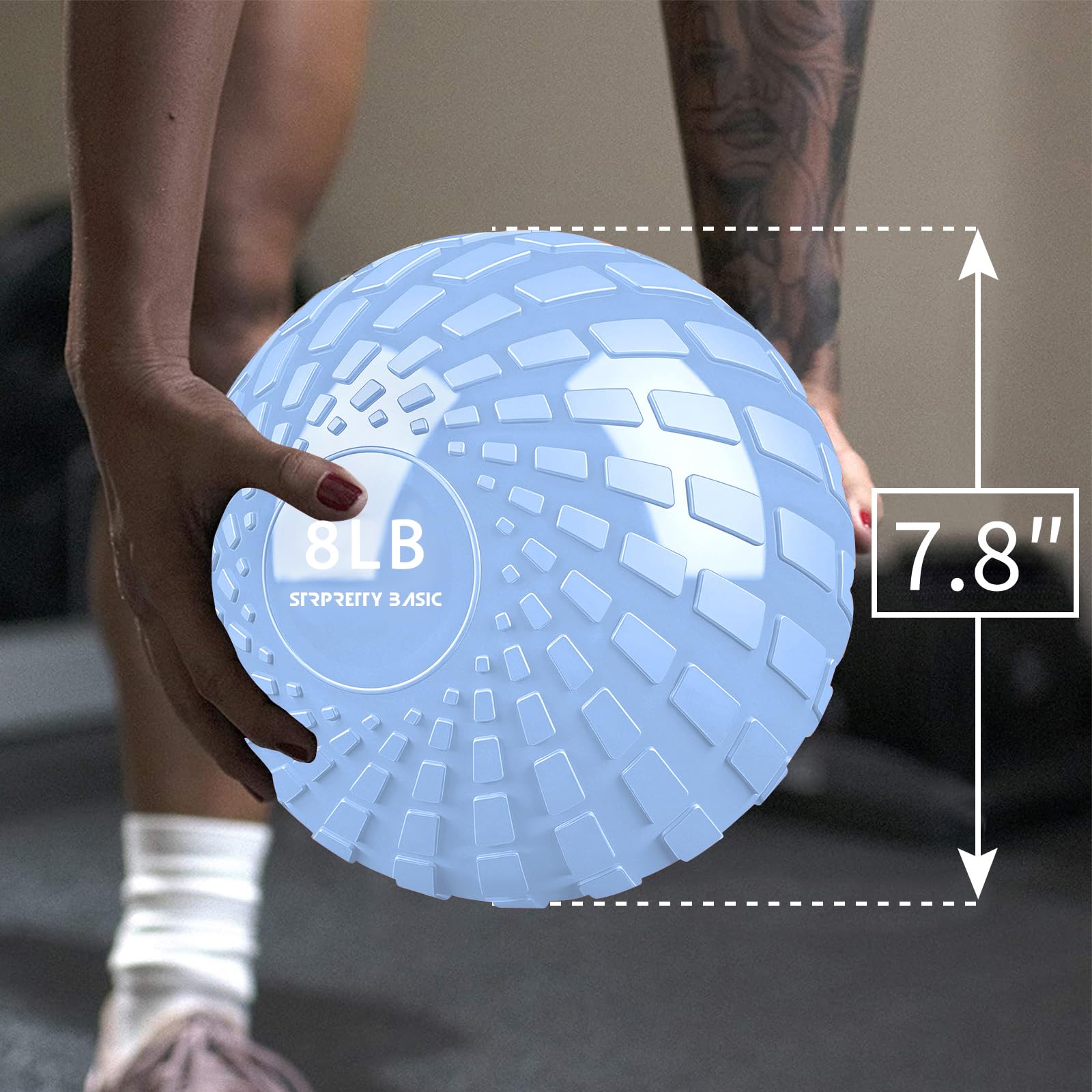 Palla da medicina da 3,6 kg, per esercizi di fitness e allenamento con pesi, colore: blu