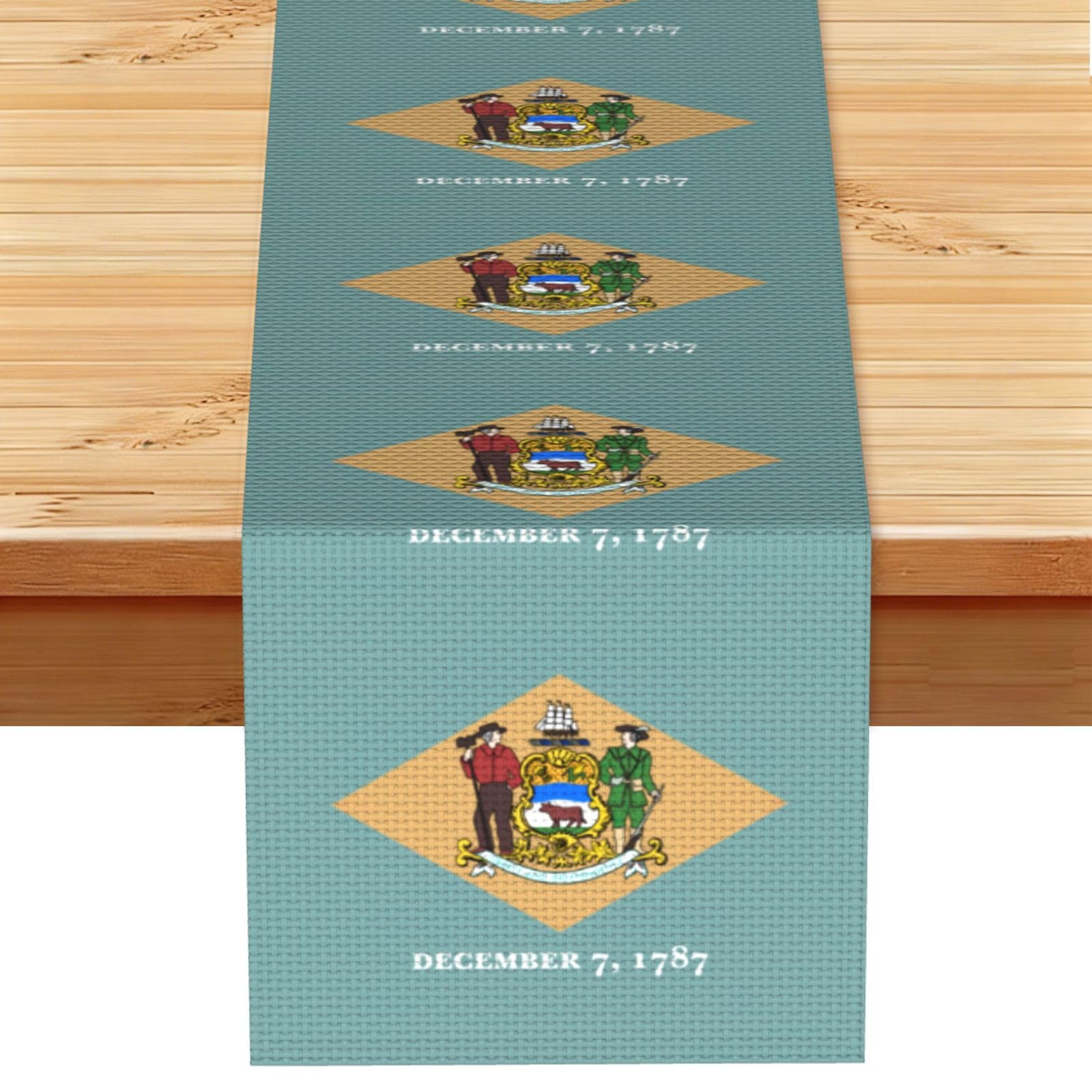 Flag of Delaware Printed Table Runner 13 x 72, Wrinkle Resistant Decor for Dining Table Coffee Table Fireplace