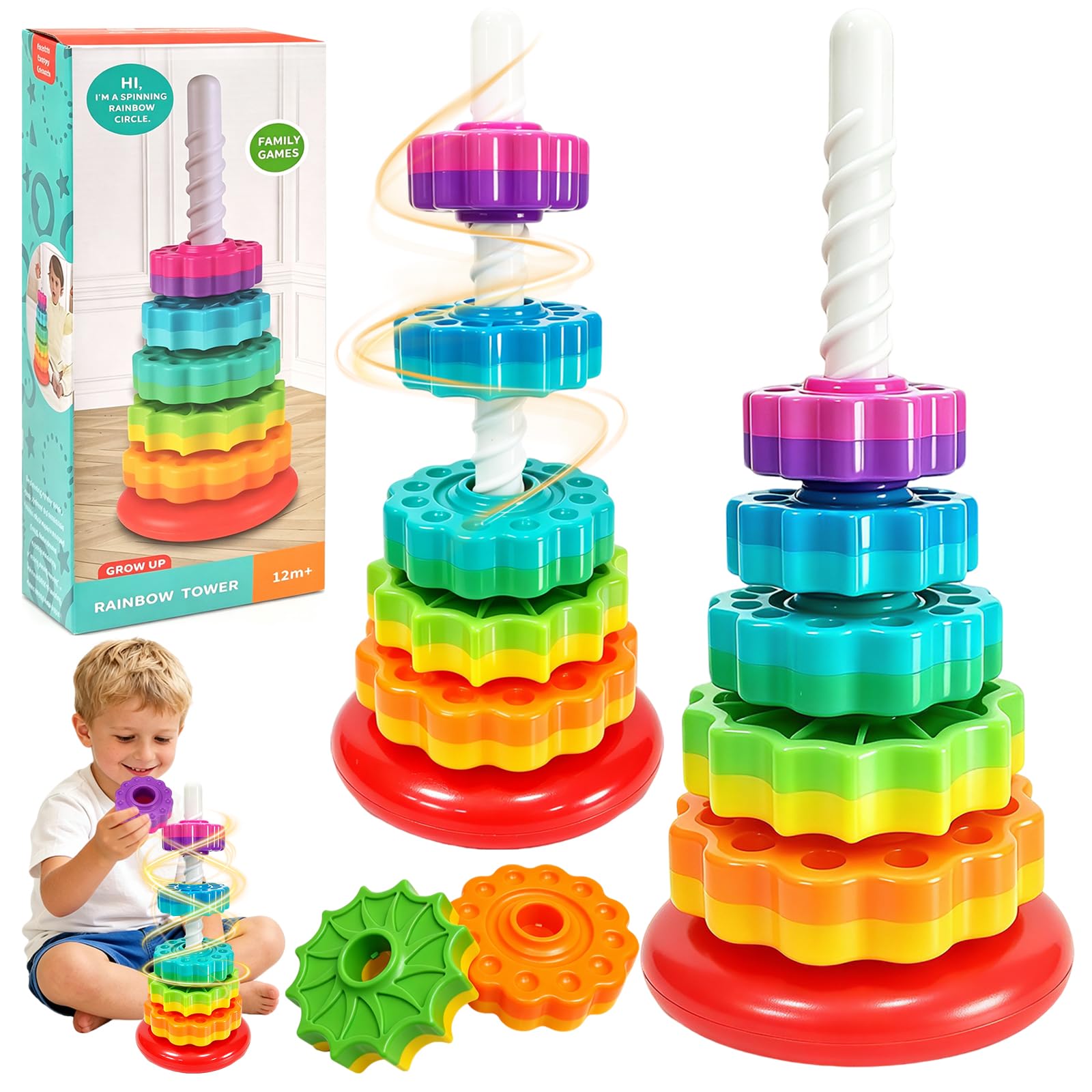 Audasi Spinning Stacking Tower Stacking Rings Colour Stack Outdoor