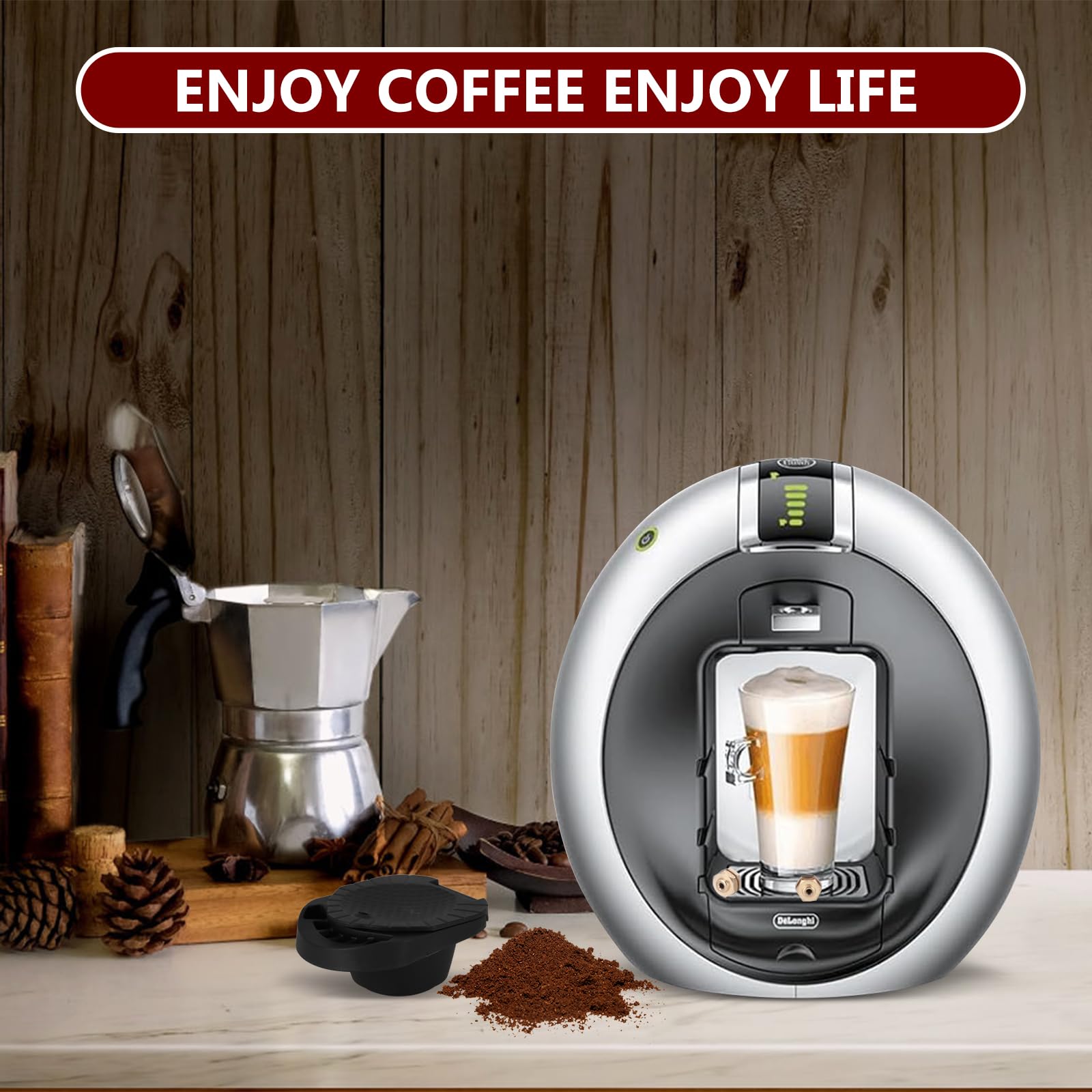 ZONJIE Adattatore Convertitore per Capsule di Caffè Riutilizzabile per Dolce Gusto, Adattatore per Capsule di Caffè Ricaricabile Compatibile con Piccolo XS/EDG 305/EDG 606.S/Genio S