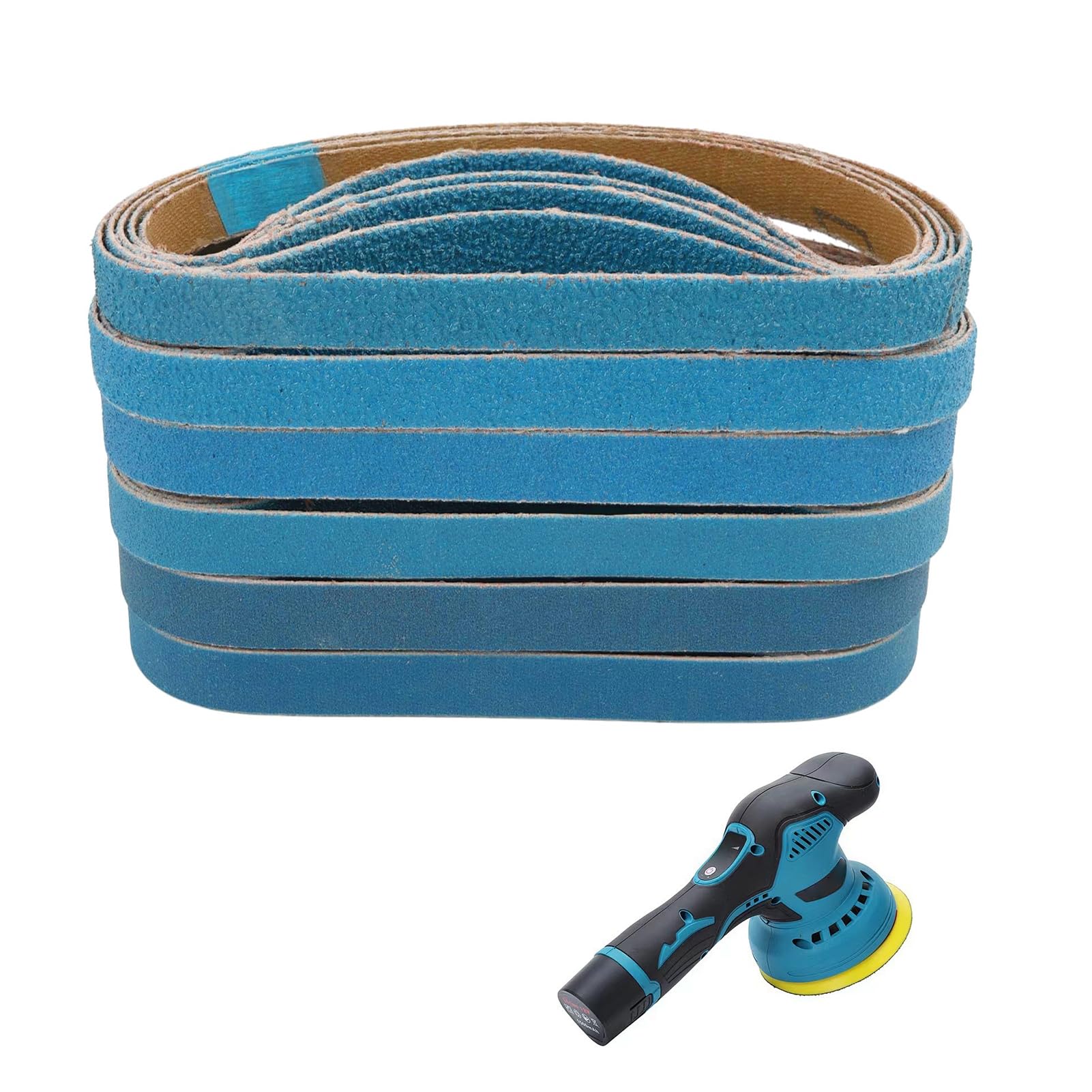 Nastri Abrasivi in Corindone di Zirconio, Set da 30 Pezzi, 10 x 330 mm, Cintura di sabbia blu Grane Multiple 60/80/100/120/240/320, per Rimozione di Ruggine e Lavorazione di Metalli e Legno