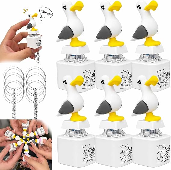Porte-clés Anti-stress Seagull – Son “MINE !”, Lumière LED, Rechargeable USB-C, Super Drôle Et Décontracté !