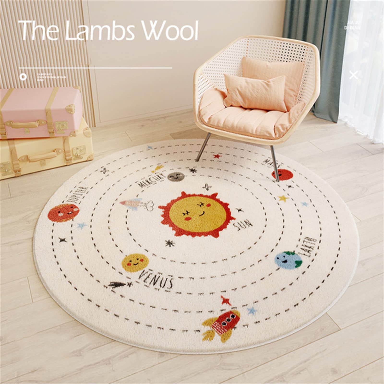 SWECOMZE Kinderzimmer Babymatte Weich Teppich Rund Babyzimmer Krabbeldecke rutschfest Spielmatte Baby Krabbelmatte Groß Kinderteppich Mädchen Jungen (Blume,120 * 120cm)