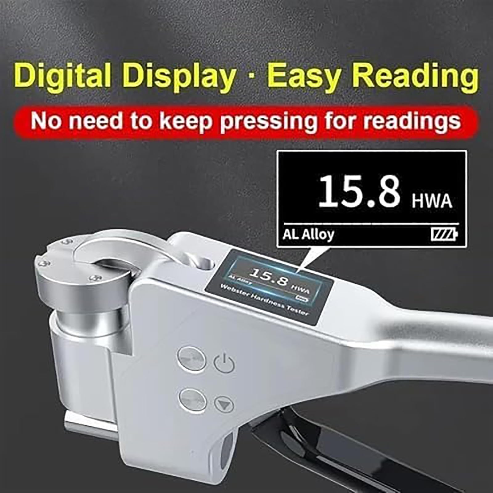 Probador de la dureza Digital, Dispositivo portátil con 128x64 OLED, Almacenamiento automático de Datos, Mide la dureza del Aluminio, latón, Cobre, Acero Inoxidable, fácil de Usar
