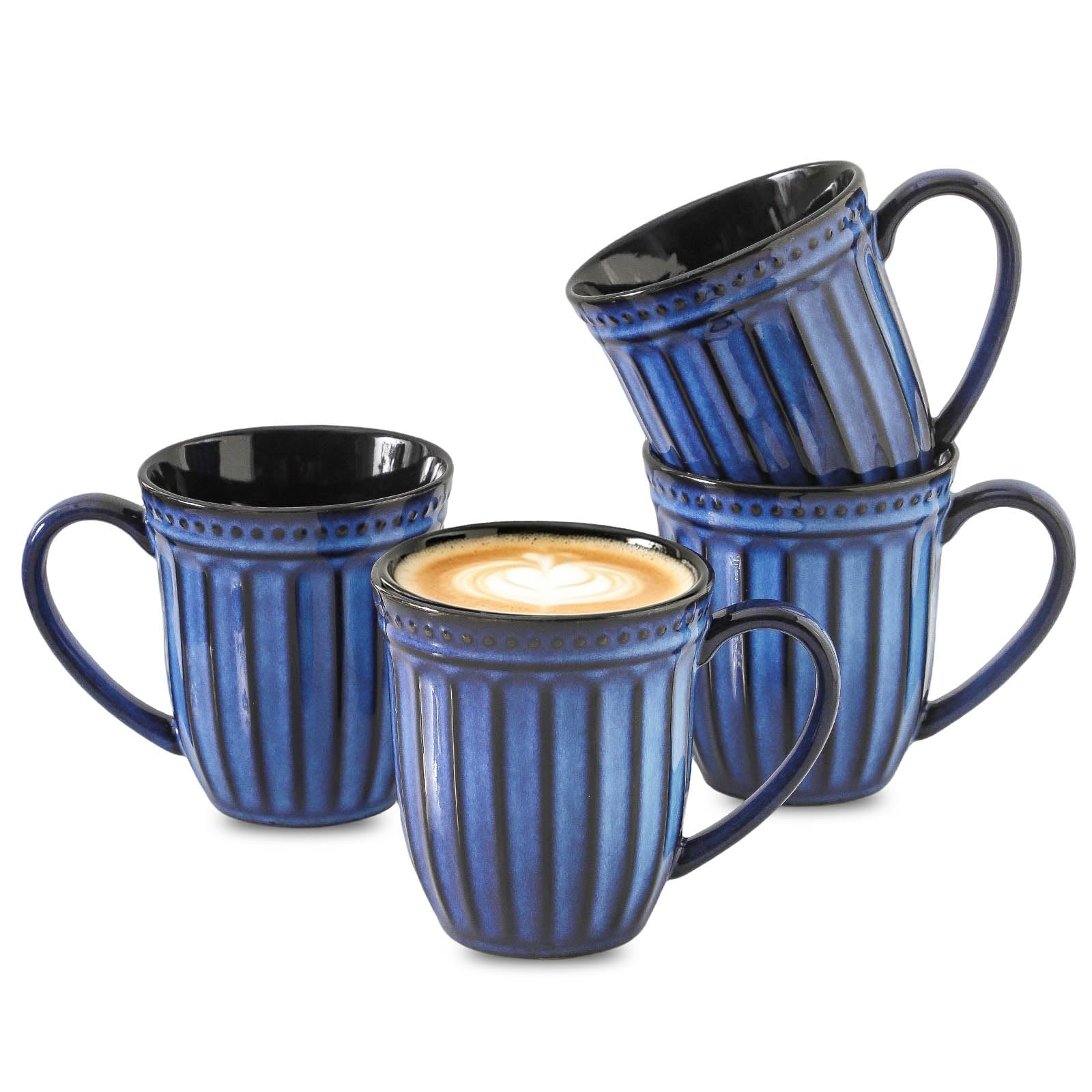 Save with Coupon: 16oz Navy Blue Ceramic Coffee Mugs Set of 4