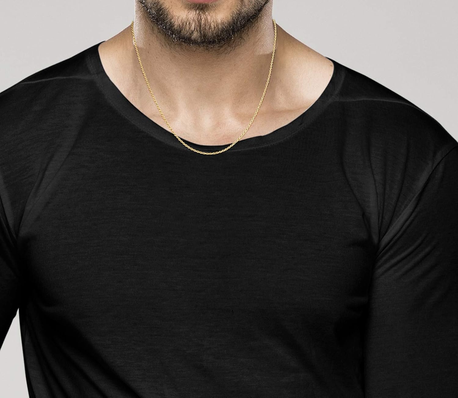 Miabella Italian 18K Gold Plated 925 Sterling Silver 2mm, 3mm Diamond-Cut Braided Rope Chain Necklace for Men Women, Made in Italy - Image 3