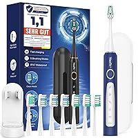 Spazzolino Elettrico Sonico per Uomo - Spazzolino Denti Sonico Adulti con 8 Testine