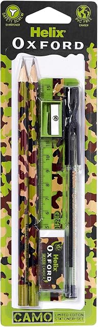 Helix Oxford Camo Student Stationery Set - Green, 981741 , Camo Green