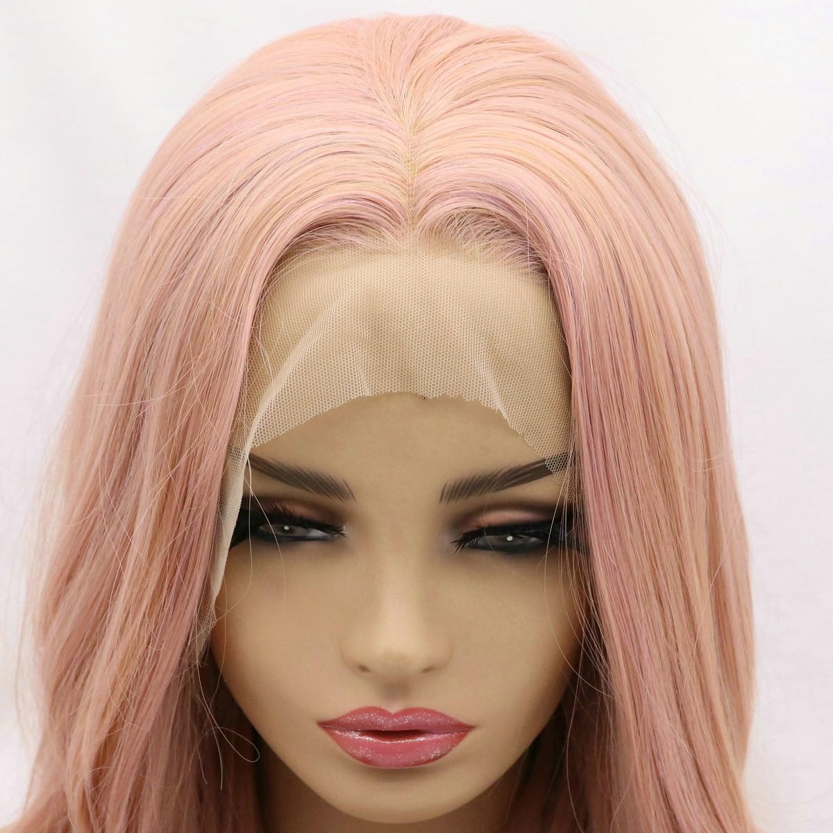 13x3" Pre Plucked Long Straight Colorful Wigs for Women Natural Looking Heat Resistant Fiber Synthetic Lace Front Wigs for Replacement/Party/Cosplay/Costume/Daily Use (Pink 1344) - Image 3
