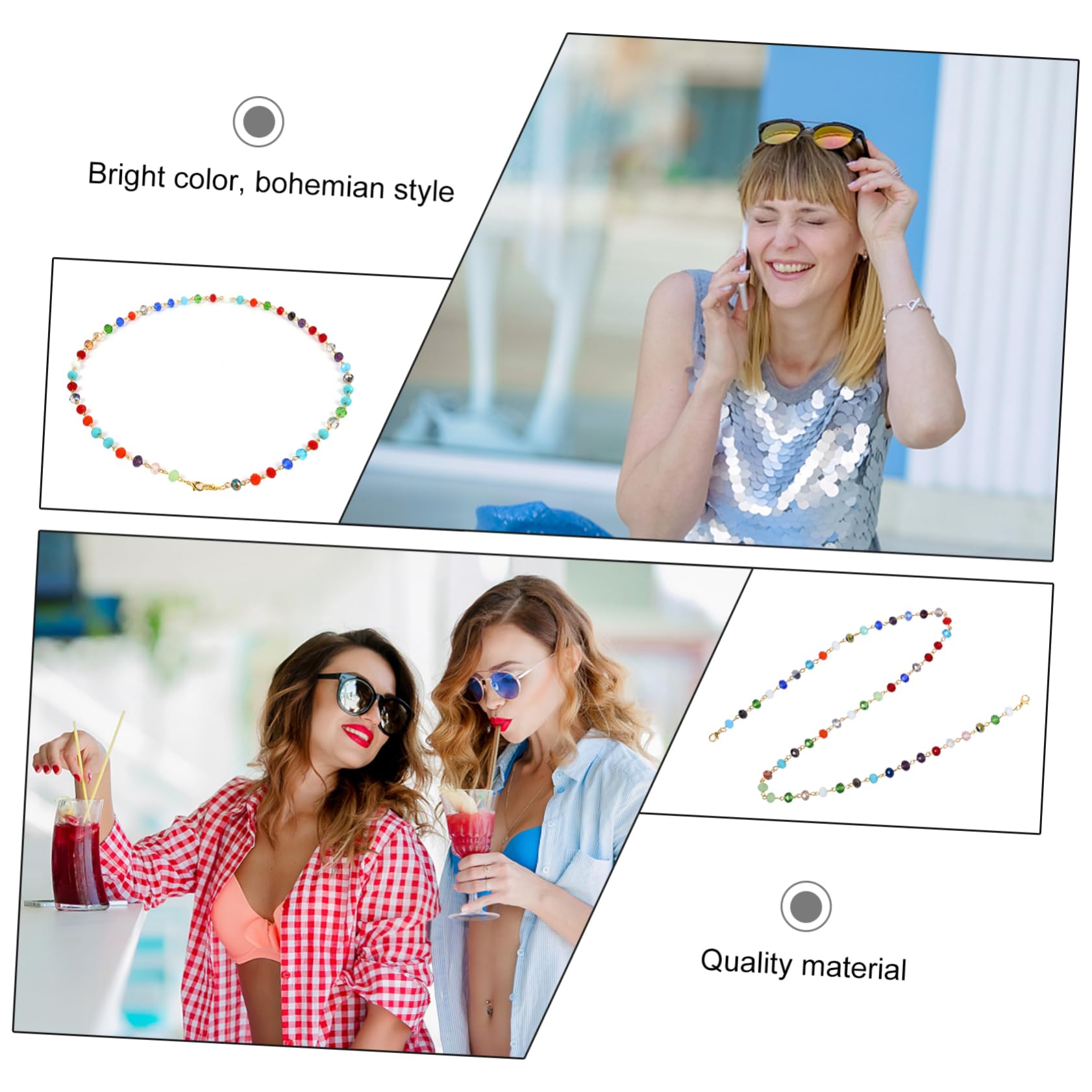 SHERCHPRY 4 Uds Collar De Cuentas De Cristal Un Collar Gafas De Sol Collares Máscaras Gafas Decoración Gafas Cuerda Práctica