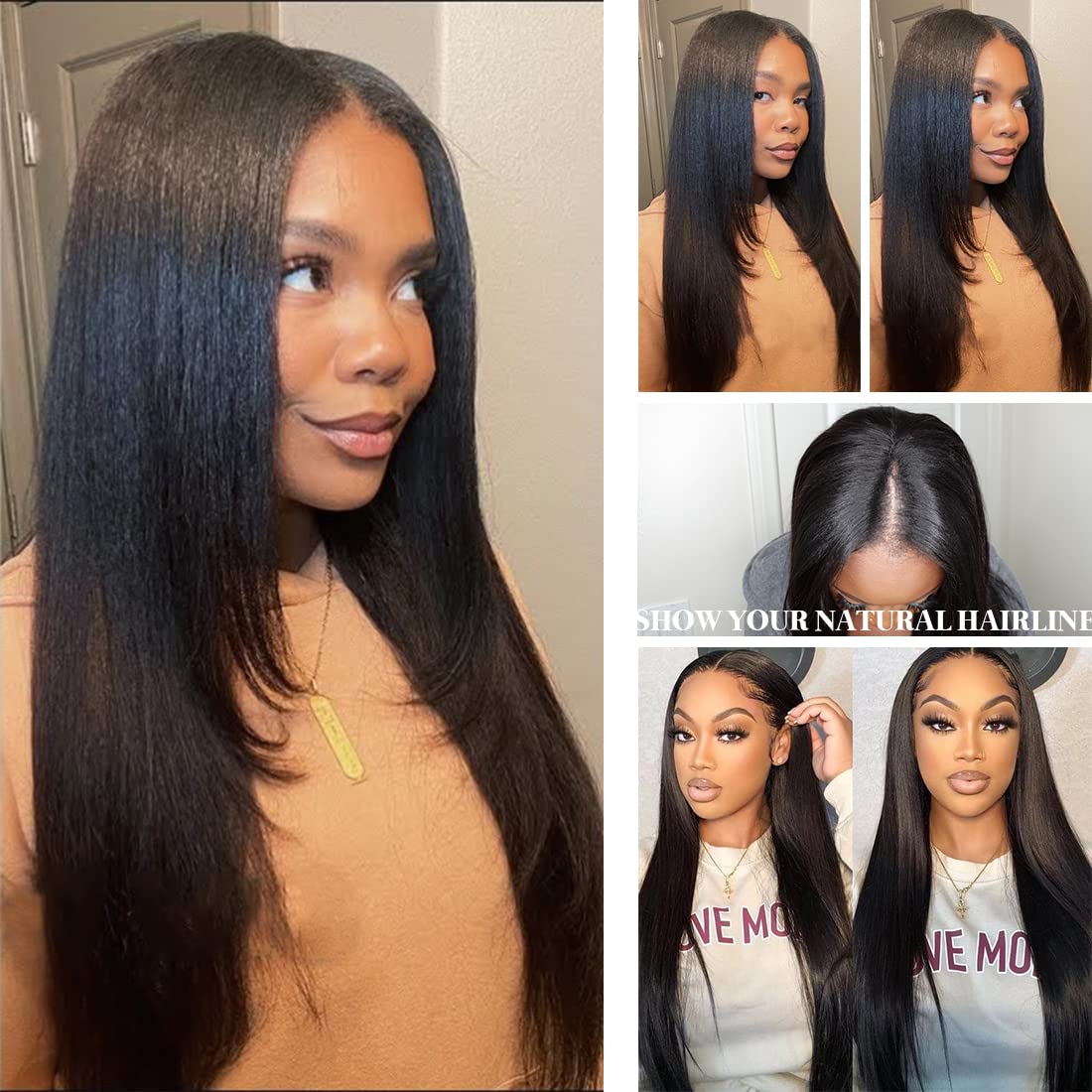 Amazon.com : Sunber U Part straight Human Hair wig for women 10A Brazilian  Virgin hair U Shape Glueless Natural Black Wigs Beginner Friendly 150%  Density (18 Inch) : Beauty & Personal Care