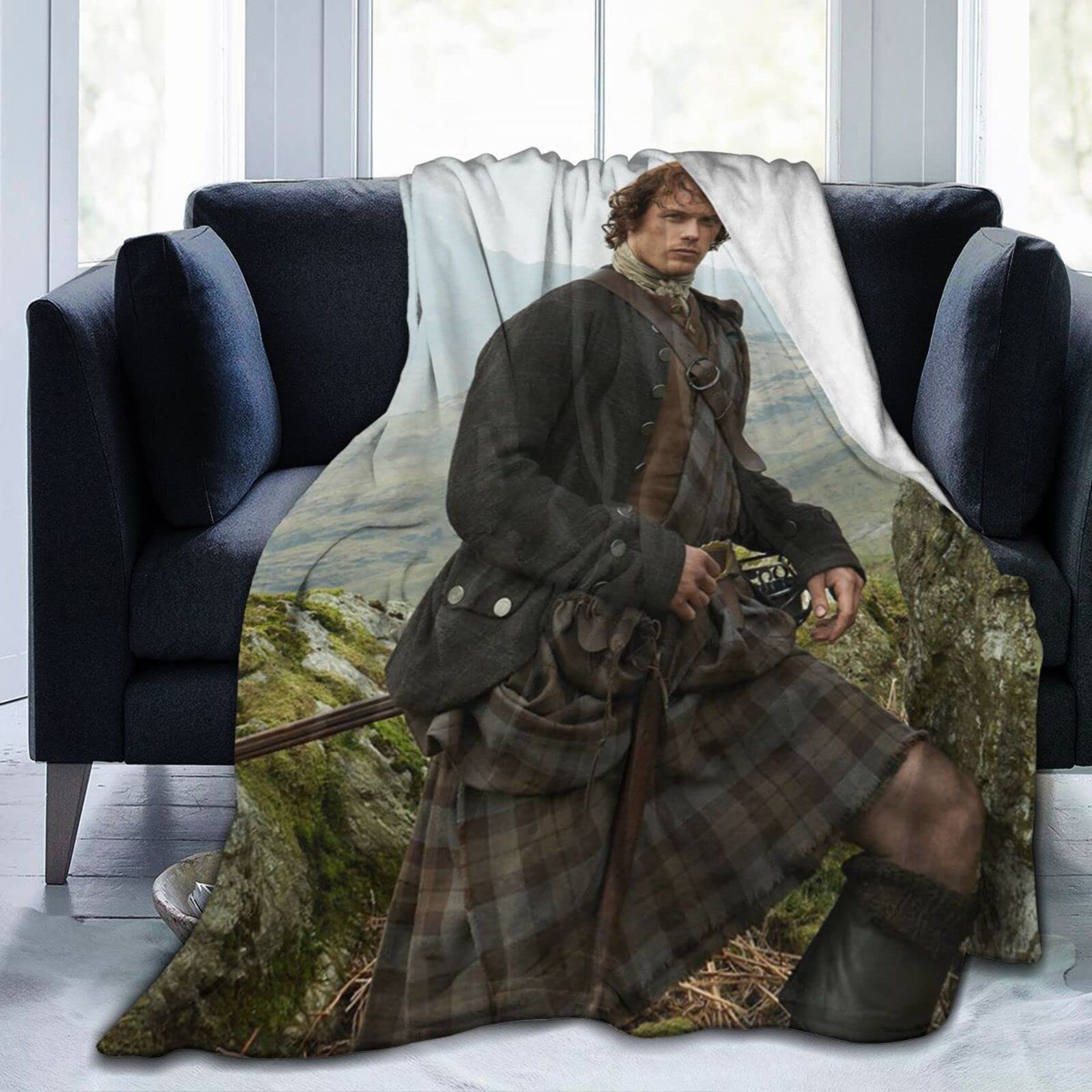 Yingd Sam Jamie Heughan Fraser Throw Blanket, Ultra Soft Flannel Fleece Lightweight Throw Blankets Warm Air Conditioning Blanket For Couch Sofa Bed 60X50 Inch-Black12-50X40 Inch