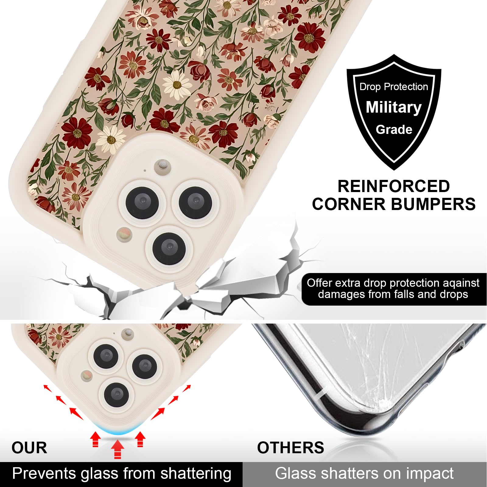Custodia Con Cordino Fiori Per IPhone 11 – TPU Antiurto, Collana Regolabile, Design Aesthetic Beige Per Ragazze E Donne