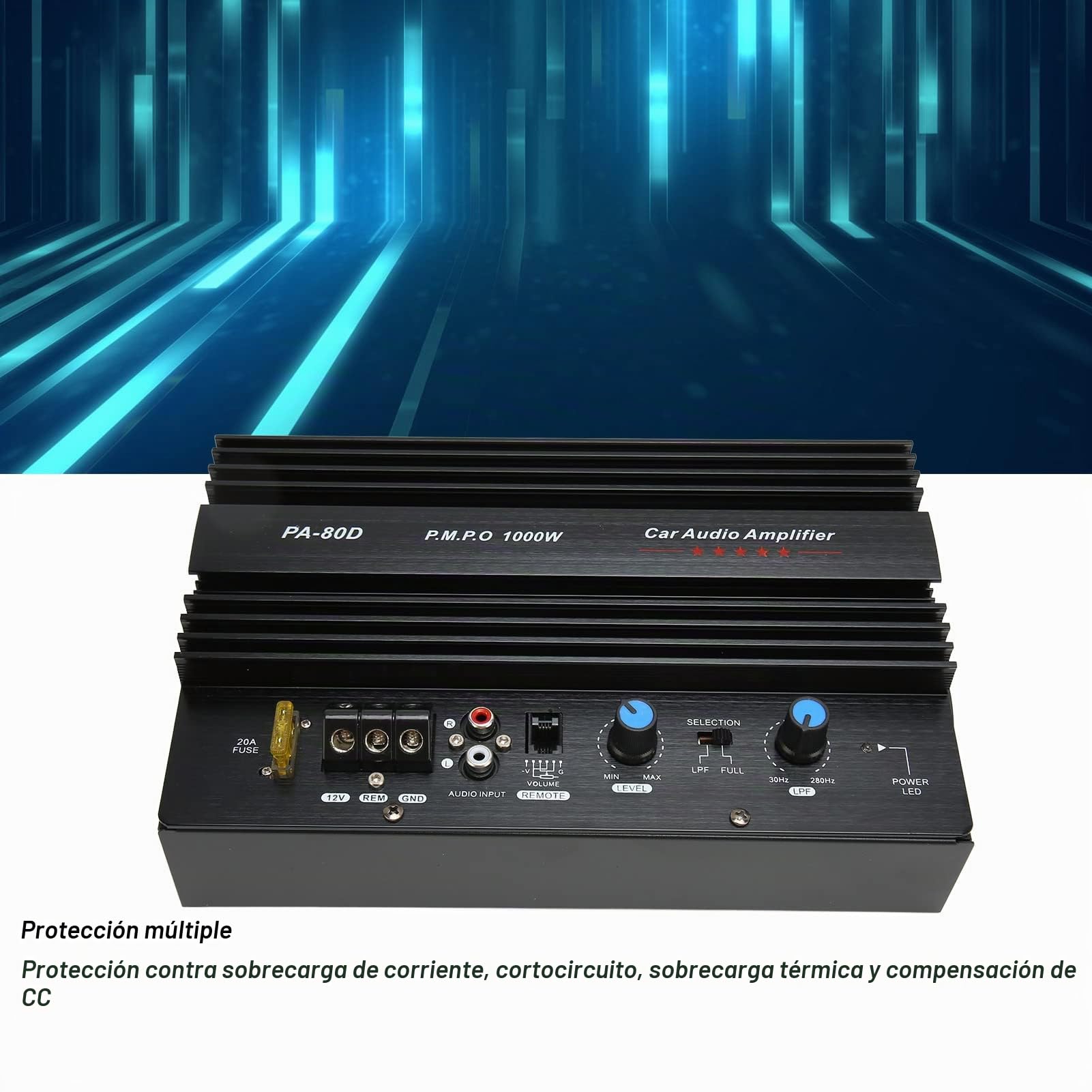 PA 80D 12V 1000W Mono Car Placa de Amplificador de Audio de Alta Potencia Subwoofers de Graves Potentes Amp para Altavoz de Coche