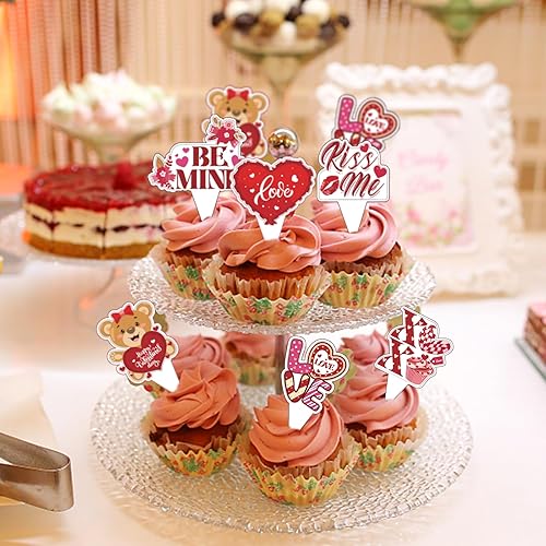 Miniatura 5 de 24 piezas de decoración para cupcakes con temática del día de San Valentín