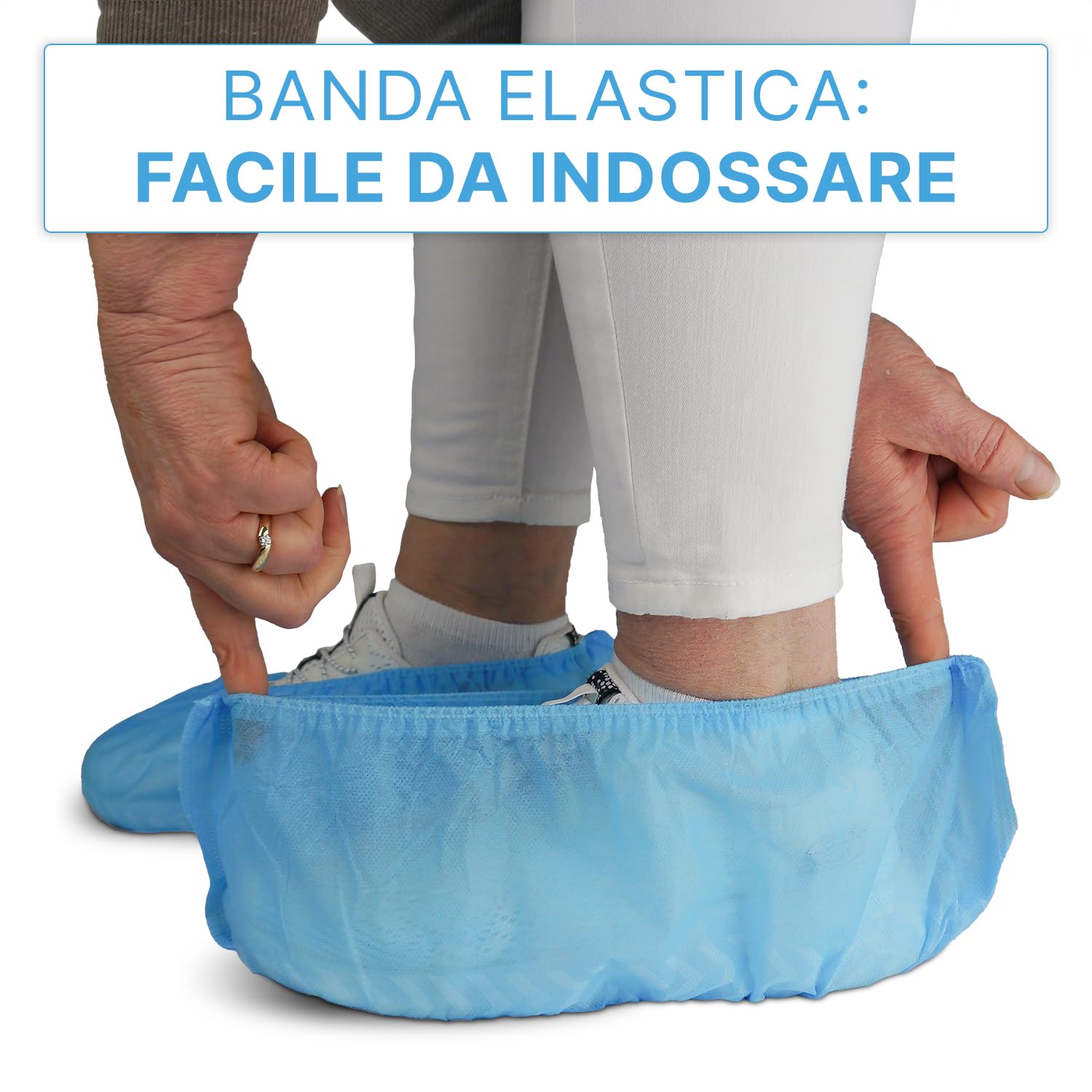 1000x ARNOMED copriscarpe monouso in PP monouso, salva scarpe blu con suola antiscivolo, copriscarpe antiscivolo, copriscarpe fino alla taglia 47, dimensioni: 17x40cm, sovrascarpe per cantiere