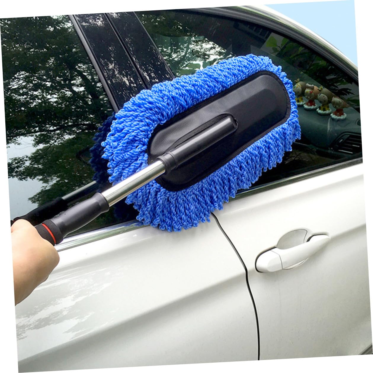 2 Stück Autostaubbürste Mit Flexiblem Edelstahl Griff Verstellbar Abnehmbar Für Auto Fahrrad Und Haushalt Autowachsbürste Auto Innenraumreiniger Blauer Griff