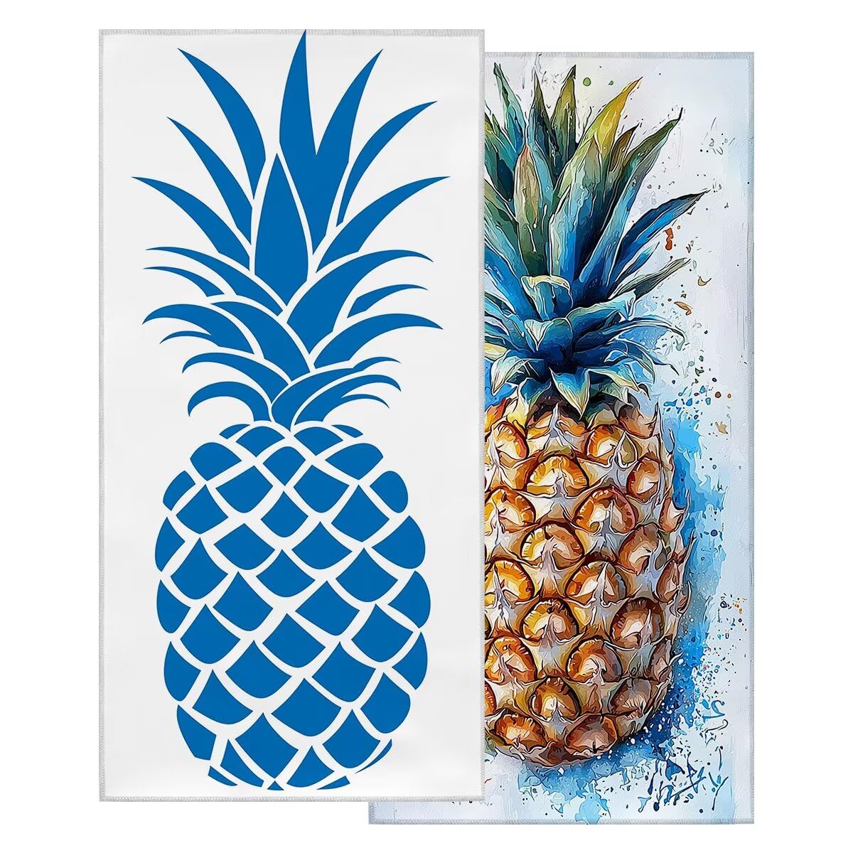Juego de 2 Toalla Playa Grande 80x160 cm, Secado Rapido Toalla Microfibra Gimnasio, Antiarena Toallas de Playa Piña, Grande Ligera Compacta Toallas Microfibra Mujer Hombre para Viaje Piscina -5120