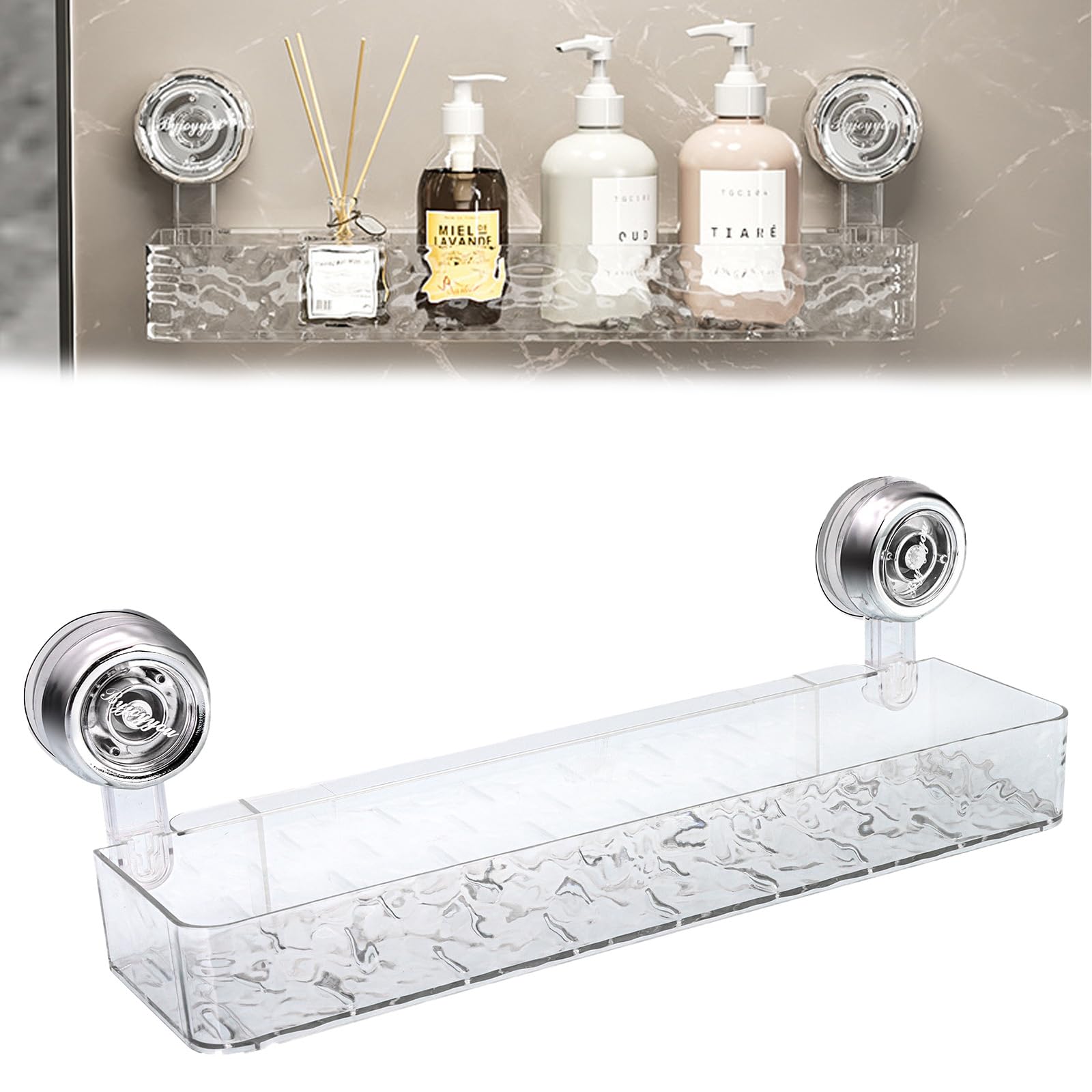 Corrugated Suction Cup Storage Holder No-Drill Wall Mounted Storage Holder Movable Suction Cup Shower Shelffor Bathroom Kitchen Storage