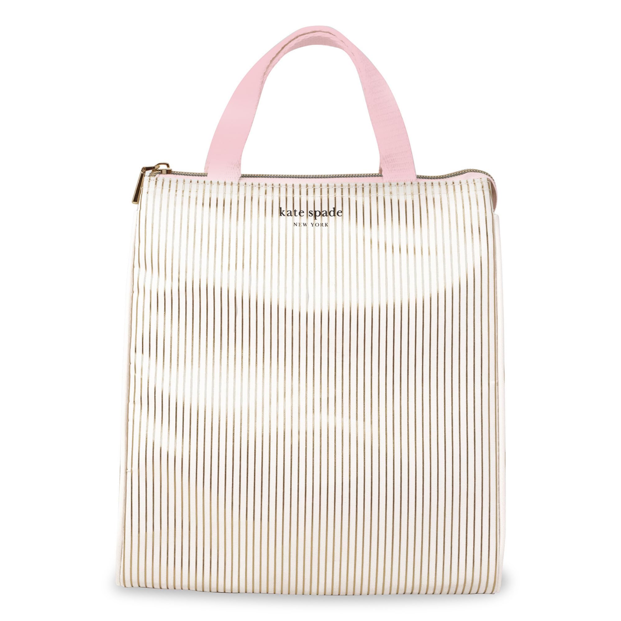 Insulated Lunch Bag, Gold Pinstripe