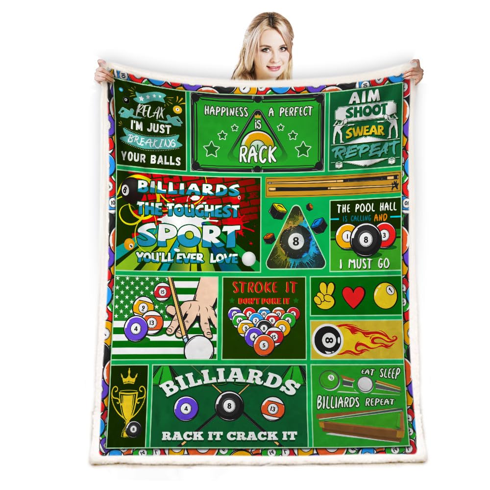 Billiards Gifts Blanket for Boys, Kids & Teens, Soft Warm 60"X50" Billiards Blanket for Bed, Sofa, Couch