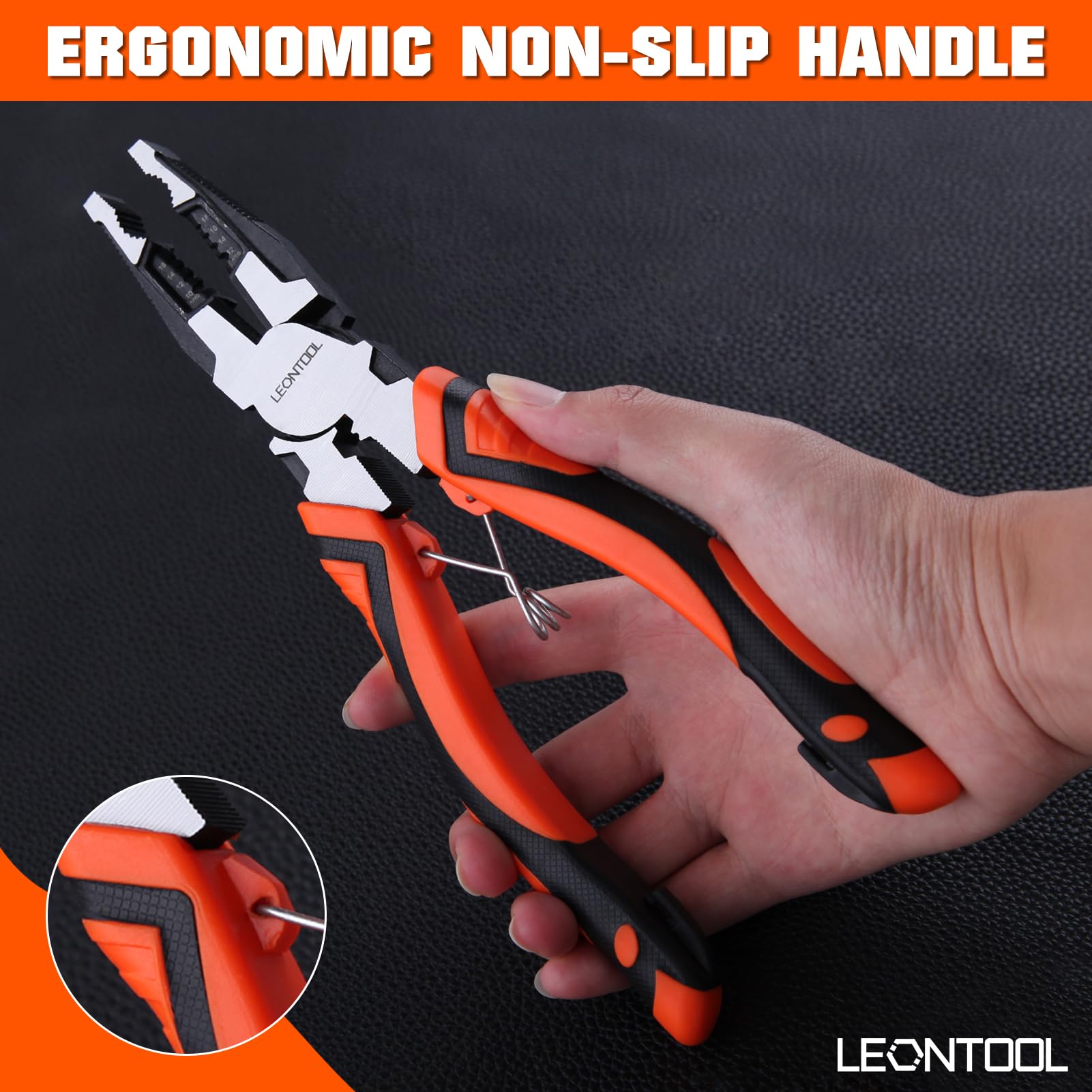 LEONTOOL Set di 3 pinze, 6 in 1 multifunzione spelafili, con pinze a becco lungo, pinze da taglio diagonale, pinze per elettricisti da 20,3 cm, set di utensili manuali per riparazioni di base