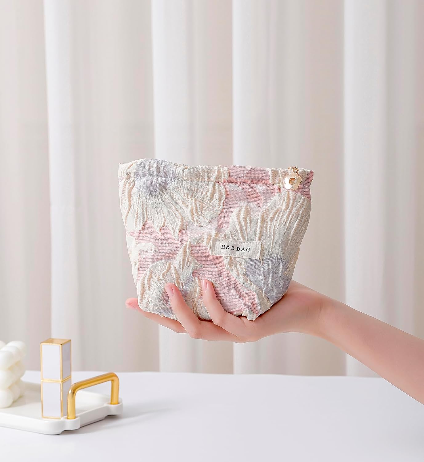 2 Pcs Makeup Bags, Large Cosmetic Bag Travel Toiletry Bag Organizer for Women, Embroidery Craft, Floral Makeup Bag Small Cosmetic Pouch Purse with Zipper Gifts for Girls Teen - Image 6