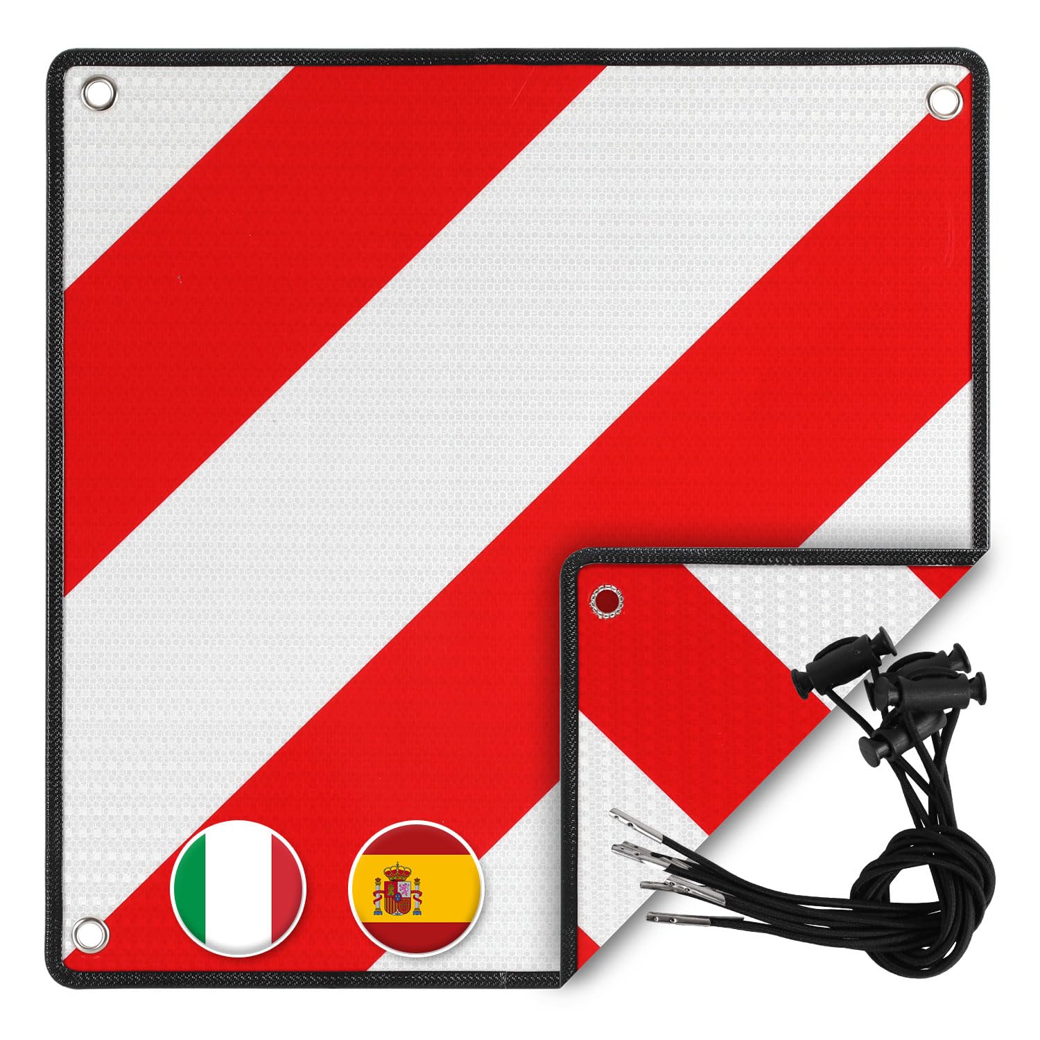 Lospitch Panneau d'avertissement Italien et espagnole 2 en 1, Panneau de signalisation en Aluminium pour l'Italie et 50x50cm, Panneau de signalisation réfléchissant pour Porte-vélos