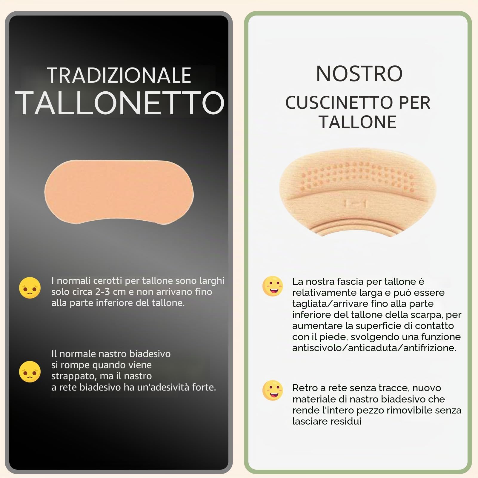 Set di 4 paia di cuscinetti per tallone, 3 mm e 6 mm autoadesivi, protezione per tallone per scarpe, inserti per scarpe troppo grandi, cuscinetti per tallone contro vesciche e sfregamento