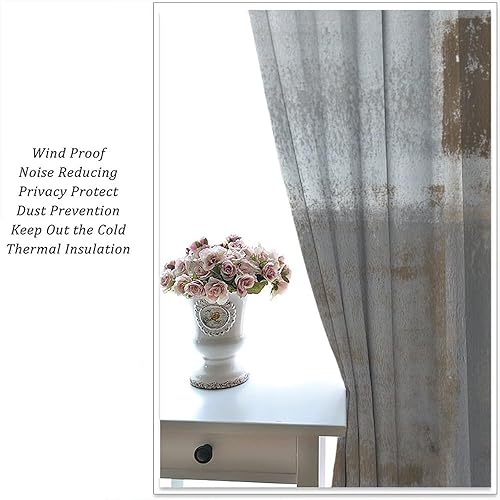 Miniatura 5 de Cortinas rústicas con estampado abstracto, marrón, gris, con bolsillo para barra, cortinas de ventana para dormitorio, sala de estar, 42 x 45