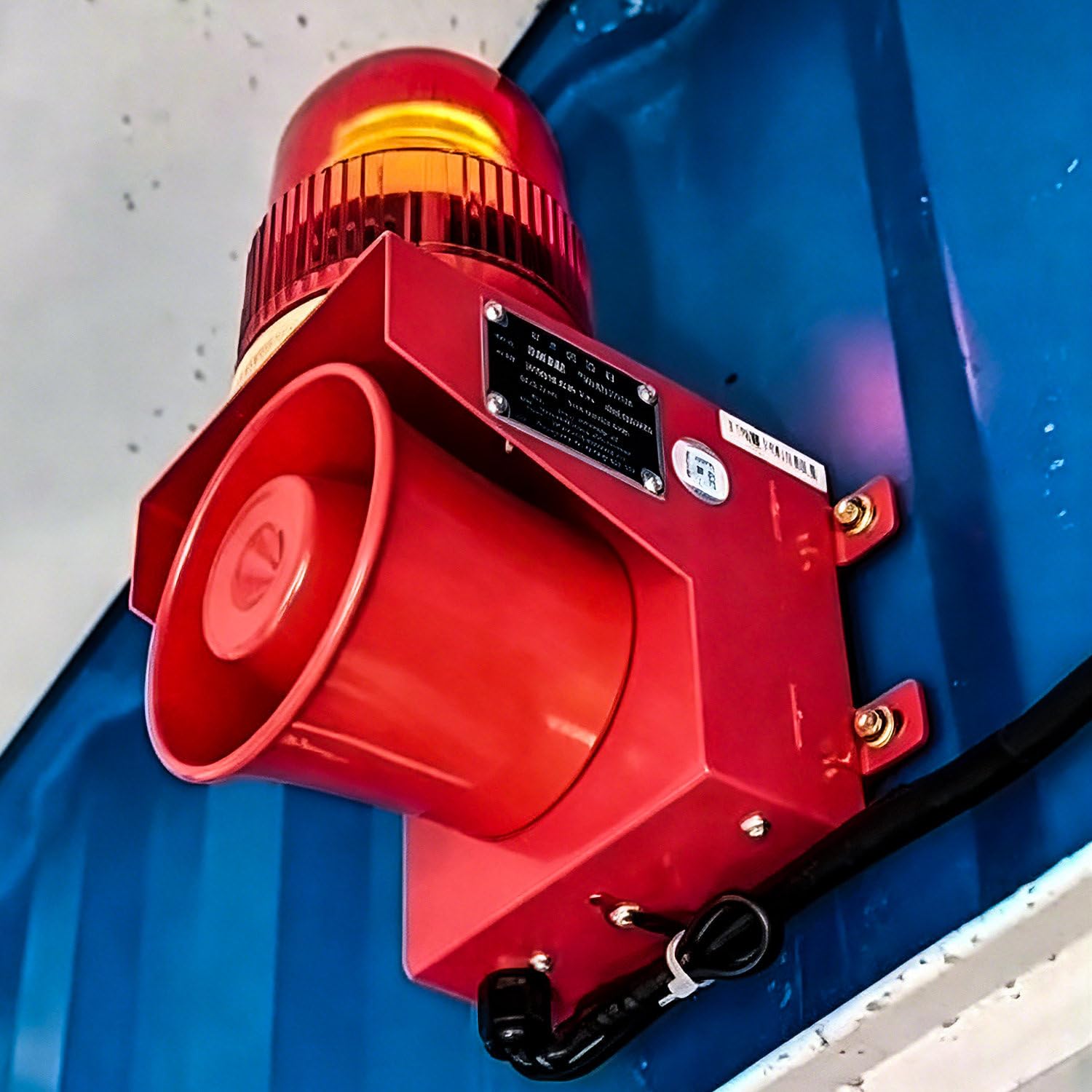 Industrial Audible Visual Warning Siren, 120dB Adjustable Tone 01T-DC24V