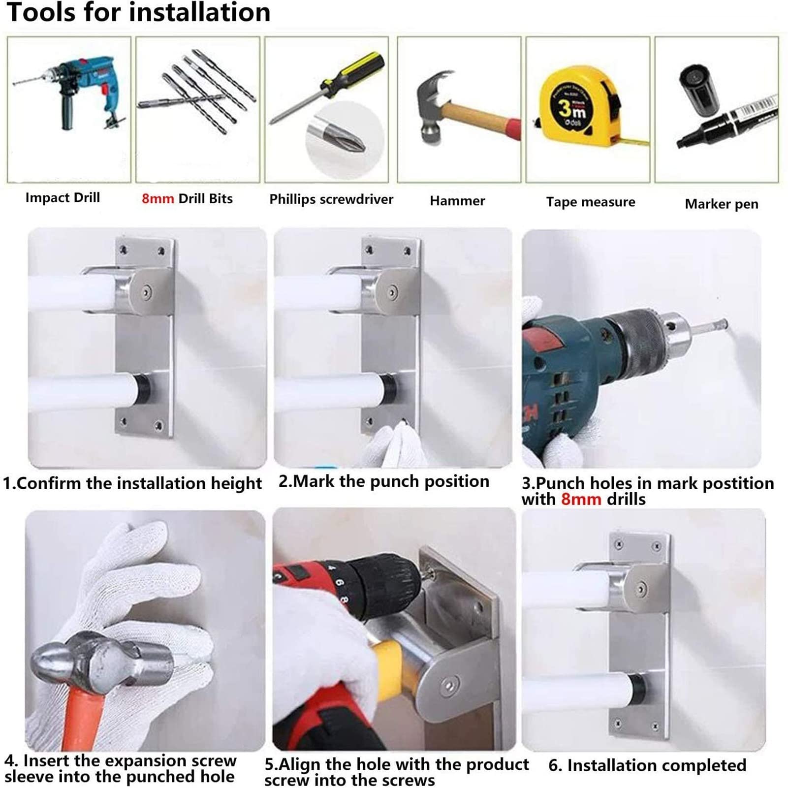 Maniglioni di Supporto per disabili Anziani, corrimano di Sicurezza in Acciaio Inox per WC, Maniglia Ribaltabile per Bagno, Impugnatura di Supporto per l'equilibrio, casa, Hotel, d