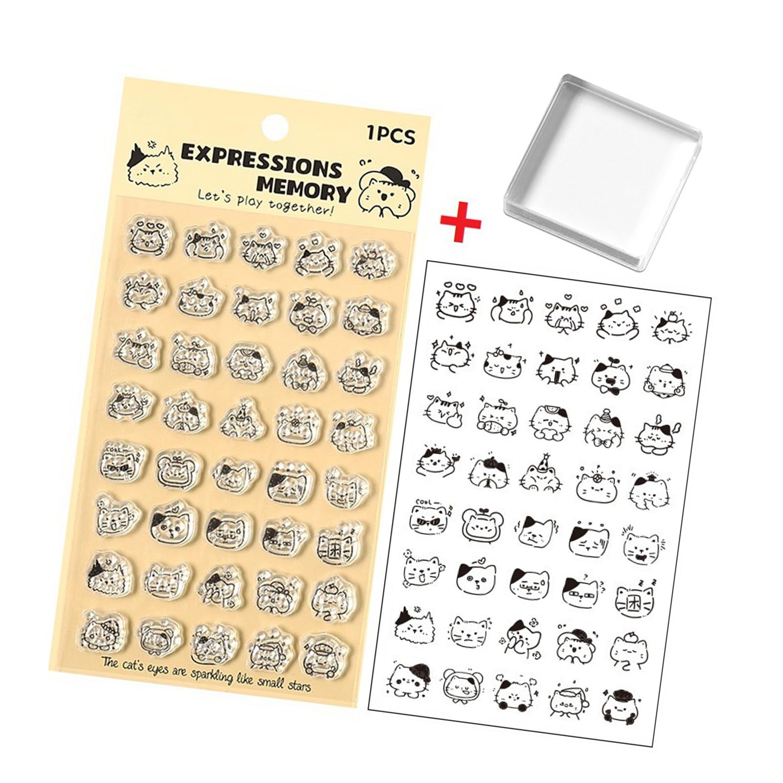 Artistic Pattern Clear Silicone Stamper Set with Acrylic Handle for Notebook Journal Diary Album Scrapbooking Decoration Scrapbooking Seal Set