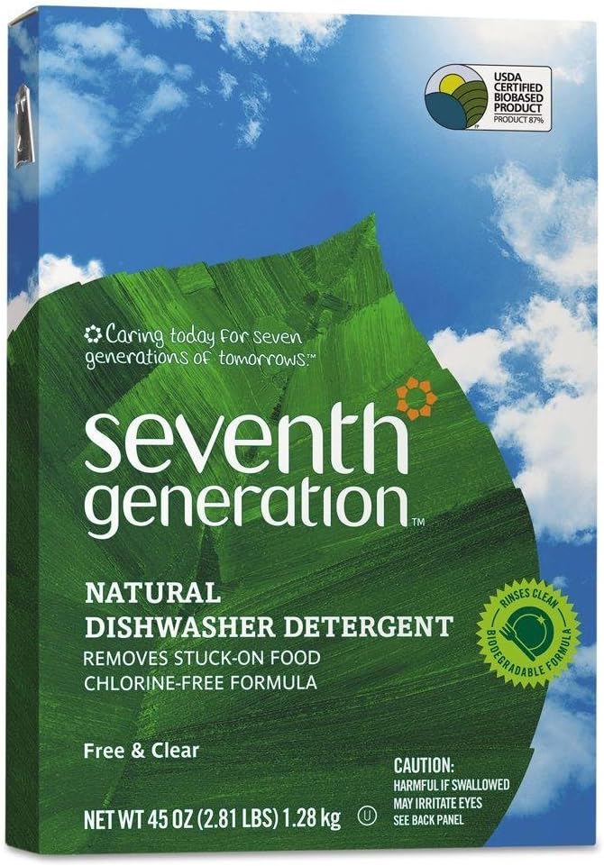 SEV 22150 Natural Automatic Dishwasher Powder, Free and Clear, 45 oz. Box (Pack of 12)