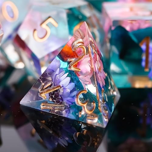 Miniatura 2 de DND - Juego de dados poliédricos de FugaCity de 7 piezas de borde afilado, 100 % hechos a mano, juego de dados poliédricos de FugaCity Dungeons and