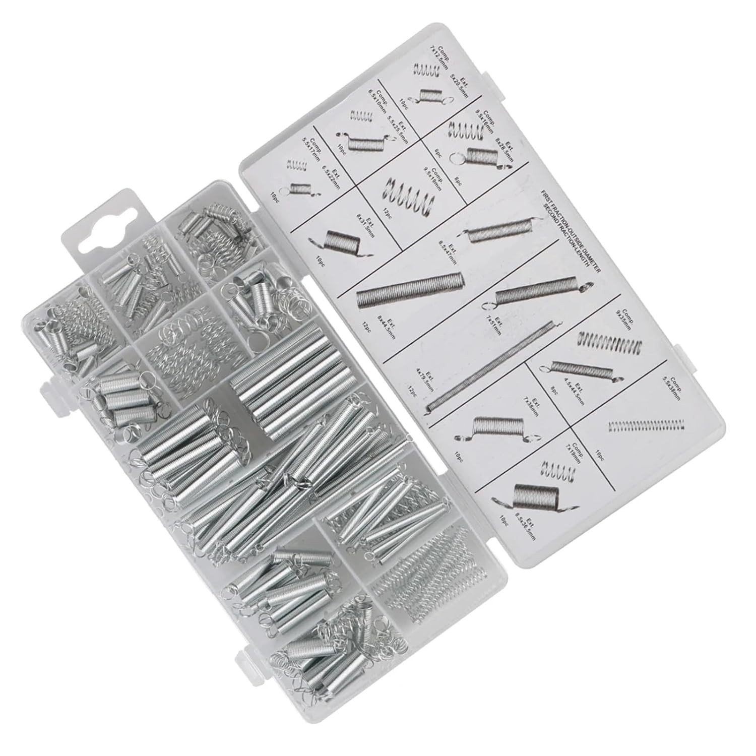 Extension Spring 4box Metal Steel Assorted with Storage Box Tension Spring Hardware Tool Spring Set Accessories Extension and Compression Coil for Home Repairs