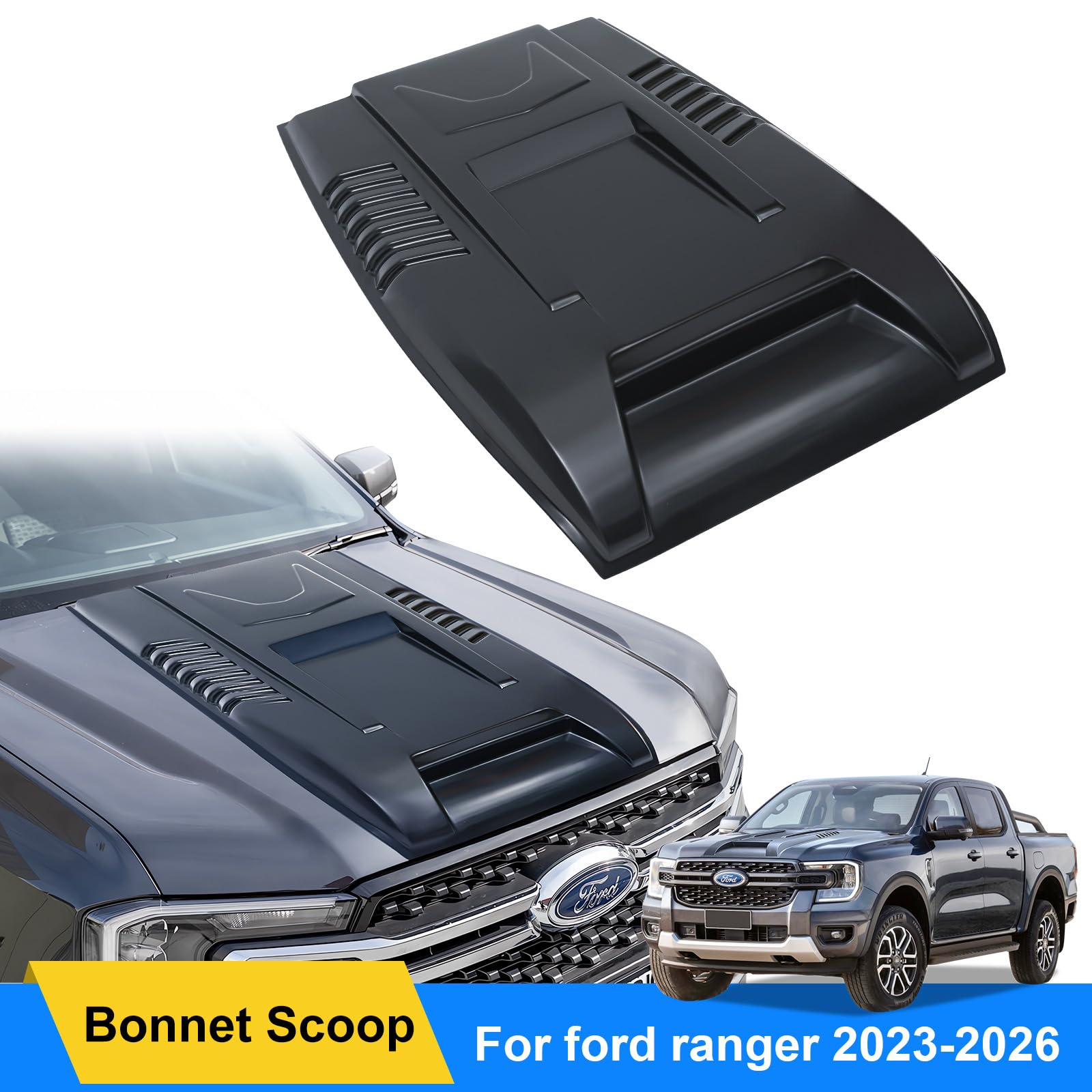 Pala grande para capó Protector de capó para Ford Ranger 2023-2024-2025 Wildtrak Limited XL XLT Tremor Platinum T9 ABS Paneles de capó