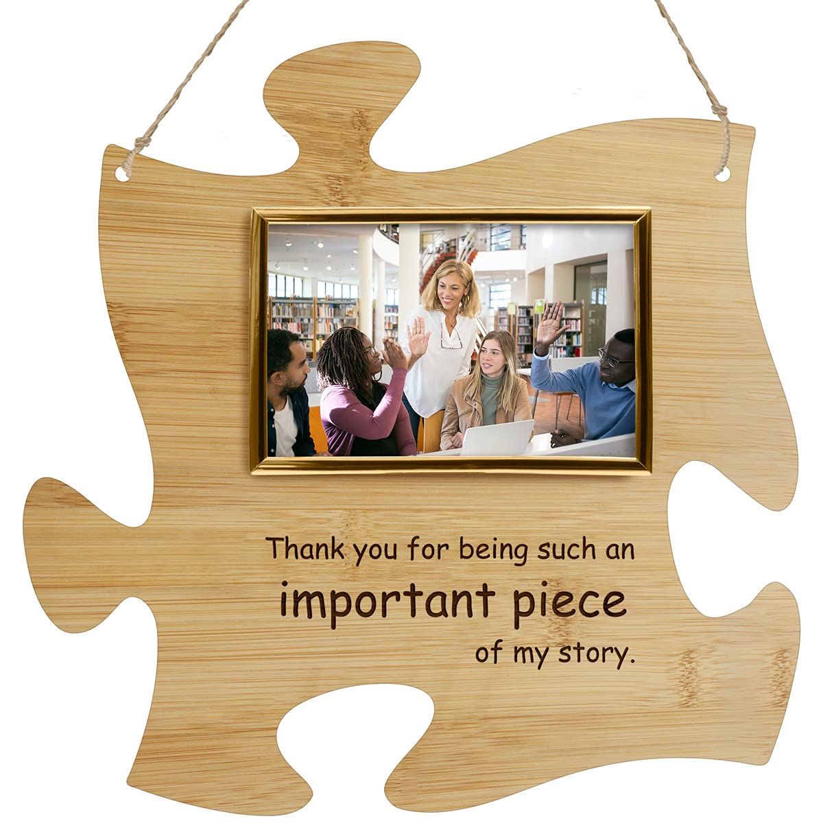 Personalized Thank You Puzzle Sign - Custom Wood Plaque For Teacher Appreciation, Mentor, Boss Gifts