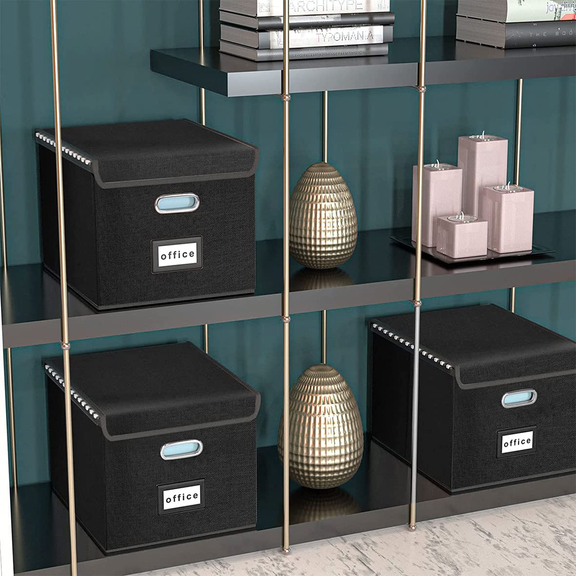 Okydoky Scatole di archiviazione con coperchio, Scatola per file sospesi A4 realizzata in fibra di legno e carta con elegante aspetto lino, adatta per casa e ufficio, e scatole di archiviazione per