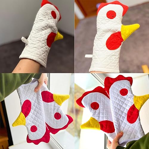 Miniatura 2 de Manoplas de horno de gallo para decorar 2024, guantes de horno de gallo, resistentes al calor, guantes de horno de Navidad, guantes de horno de