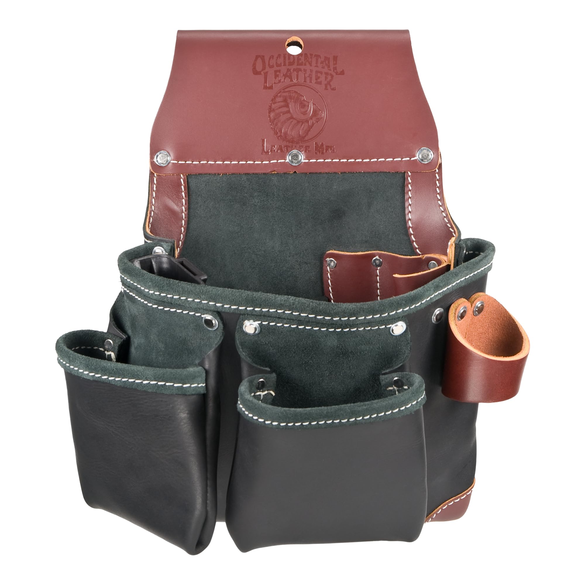 Occidental Leather Green Building Tool Bag - 12 Pockets Tool Holders - Made in USA