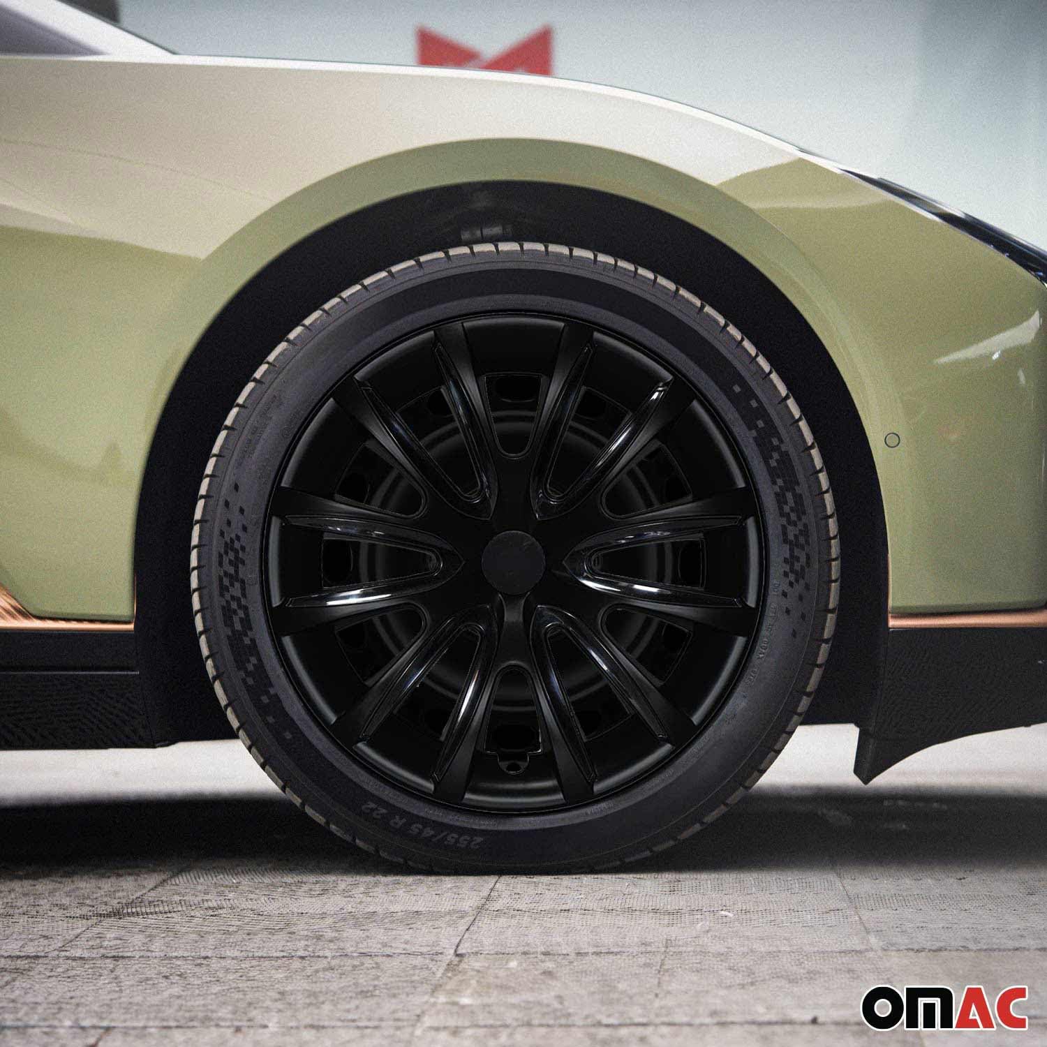 OMAC 4X Radkappen Radzierblenden Radblenden 16" Zoll Stahlfelgen Matt Schwarz-Schwarz