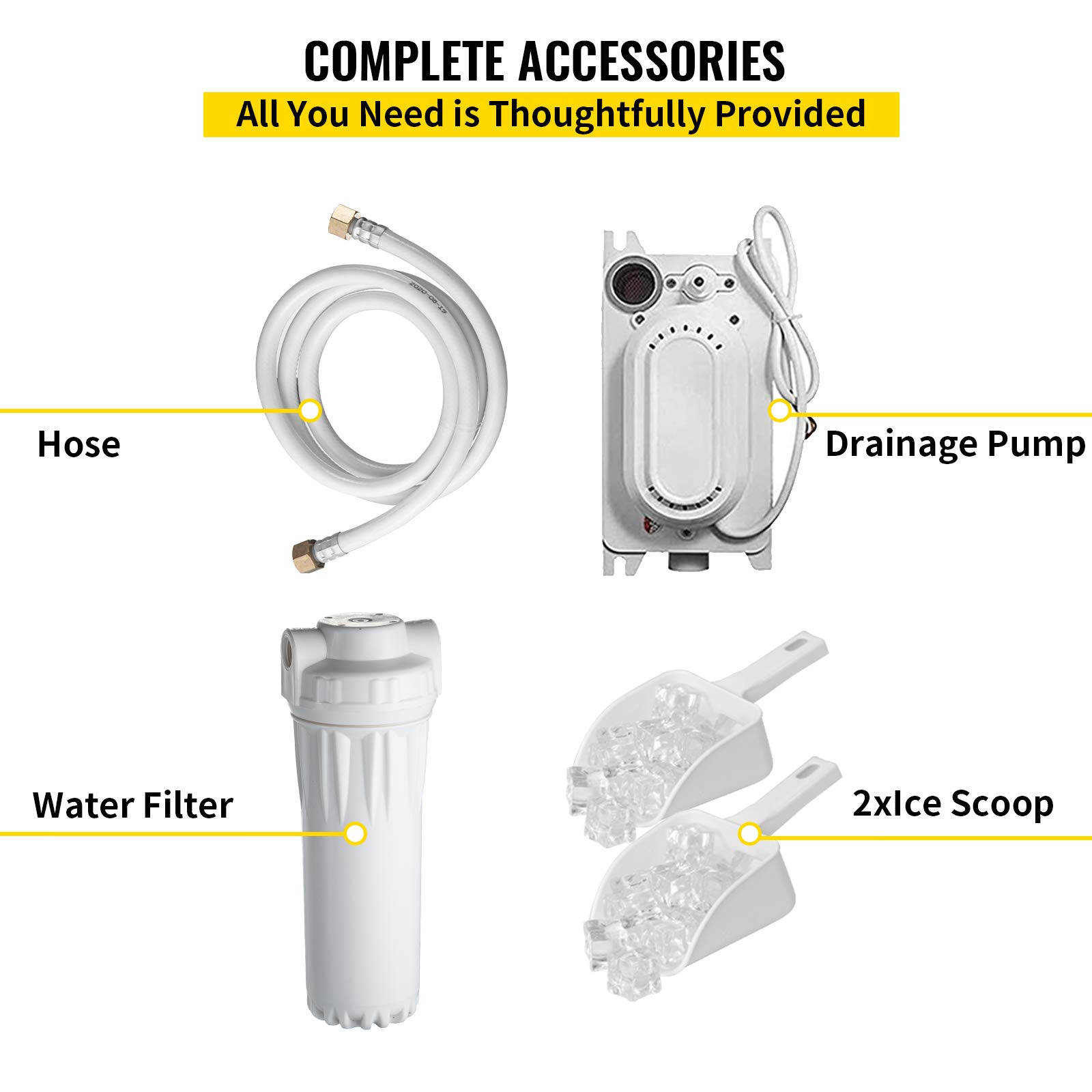 VEVOR 110V Commercial Ice Maker 440LBS/24H, 77LBS Storage Bin, ETL