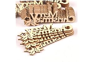 50pcs Wood Slices Merry Christmas Cutout