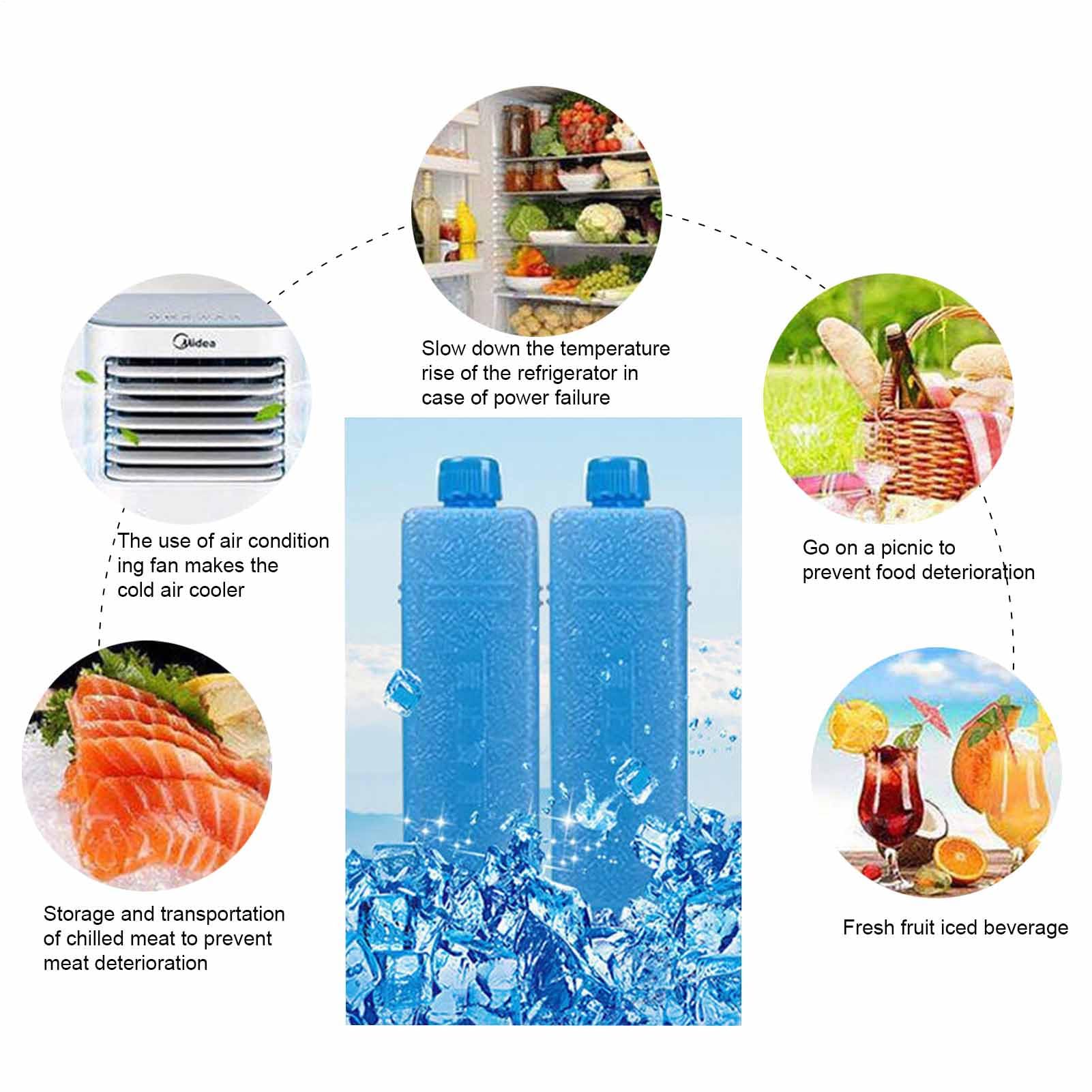 Freezerini Ghiaccio Riutilizzabili, 2 Pezzi 200ml Mattonelle Refrigeranti per Borsa Frigo Borsa Termica Contenitore del Pranzo Refrigeratore d'aria, Elementi Refrigeranti per Campeggio Picnic Spiaggia