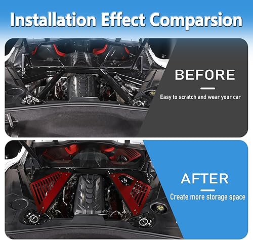 Miniatura 2 de Cubierta de panel de bahía del motor compatible con Chevrolet Corvette C8 Stingray 2020-2024, aleación de aluminio 2 piezas para compartimento del