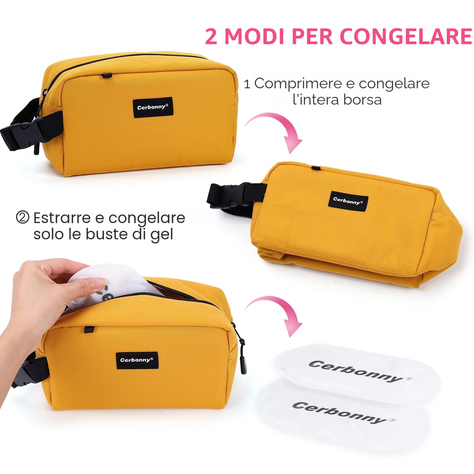 Piccola borsa termica per il pranzo, congelabile, per lavoro, scuola, viaggi, piccola borsa termica per adulti e bambini, mini borsa termica per il pranzo congelabile, adatta per yogurt (giallo)