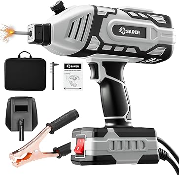 Saker Portable Welding Machine, 110V Arc Stick Welder with IGBT Inverter 5 Variable Current Settings, Fits for 3/32 Wire Rods, Gift for Men (Grey) - Electrodes Not Included