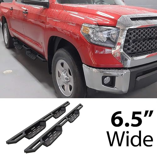 Vista 2 de HD Ridez Armadura de pasos de bolsillo compatible con Toyota Tundra 2007-2021 CrewMax (barras laterales de barra nerf)