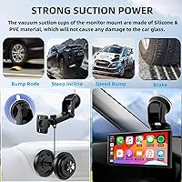 Vista 6 de Carplay Screen Mount, Bendable Flexible Dashboard Suction Cup Bracket for 7Inch 9Inch 9.3 Inch 10.26 Inch Portable Car Play Windshield GPS Mount